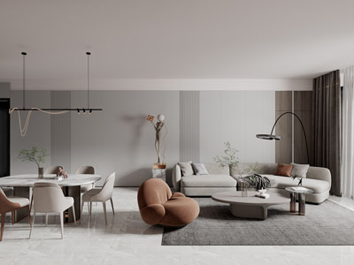 侘寂风客厅餐厅