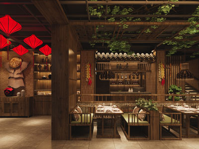 中式民宿饭店餐馆就餐区