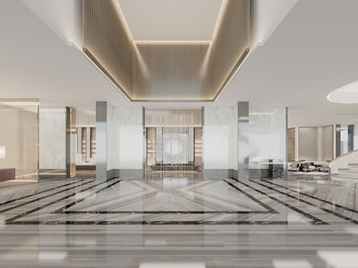 现代酒店大堂前台接待区