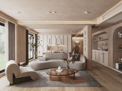 侘寂风客厅餐厅