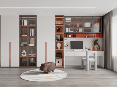 现代装饰柜、书柜、书桌椅组合