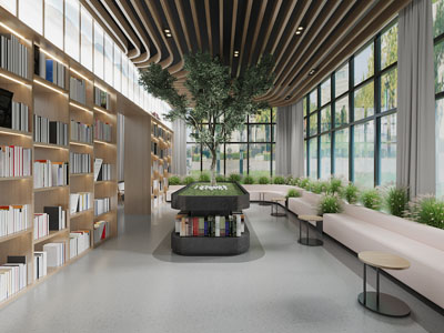 现代图书馆、阅览室、书吧