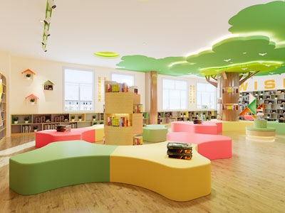 现代儿童阅览室、书吧、图书馆