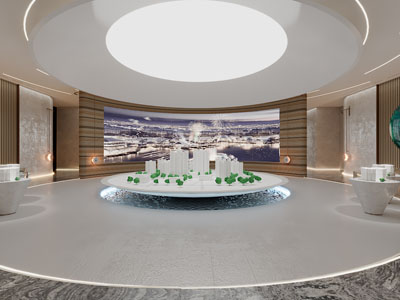 现代售楼处大堂前台接待区