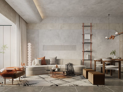 侘寂风客厅餐厅