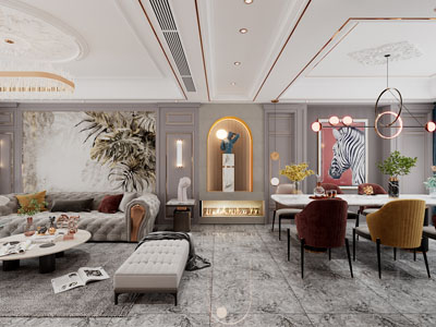 现代轻奢客厅餐厅