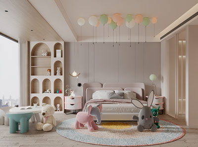 现代轻奢卧室公主房儿童房