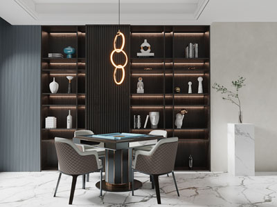 现代轻奢棋牌室、麻将桌