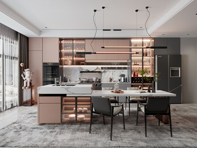 现代轻奢餐厅厨房