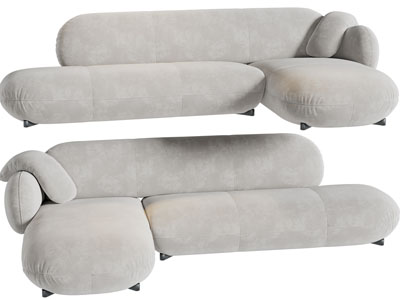 侘寂风布艺转角多人沙发3d模型 侘寂风布艺转角多人沙发