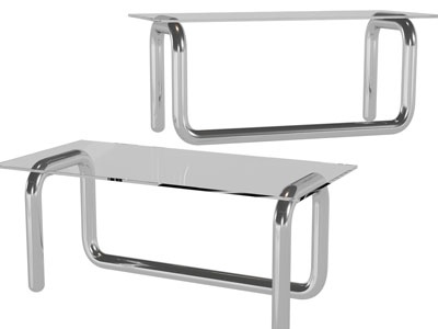 现代金属支架的长方形玻璃茶几