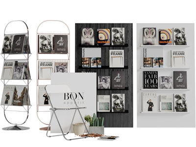 现代轻奢金属支架的书籍杂志收纳架