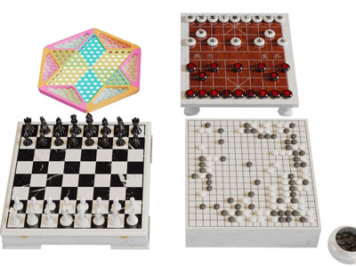 围棋、跳棋、象棋和国际象棋棋盘摆件