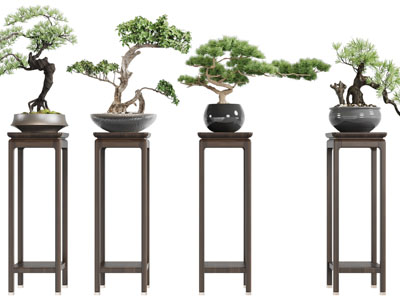 中式实木花架盆景盆栽