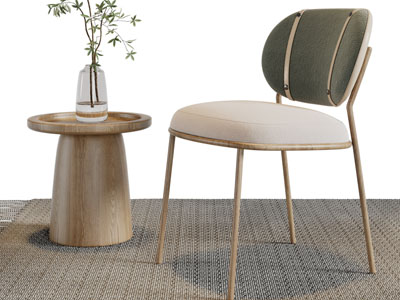 北欧实木休闲椅子、边几