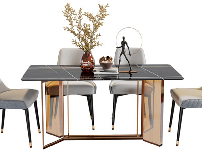 新中式长方形餐桌椅组合