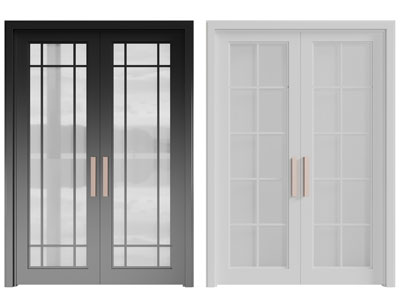 北欧嵌套玻璃的双扇大门