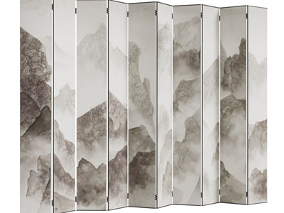 新中式山水图案的屏风