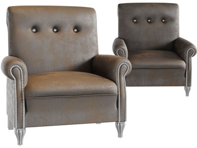 欧式带铆钉的单人沙发3d模型 欧式带铆钉的单人沙发