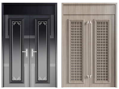 新中式双扇平开门