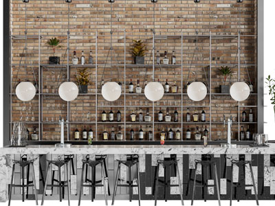 工业风酒吧咖啡厅前台接待台