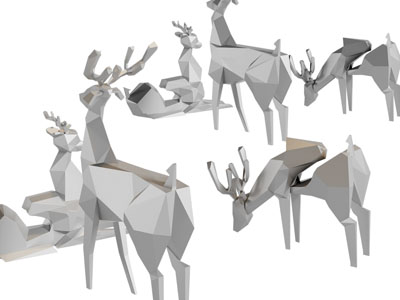 后现代金属几何造的抽象麋鹿雕塑