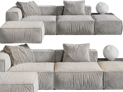 现代布艺块状转角沙发3d模型 现代布艺块状转角沙发