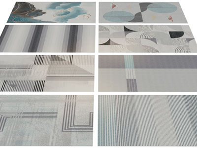 新中式图案的长方形地毯3d模型 新中式图案的长方形地毯