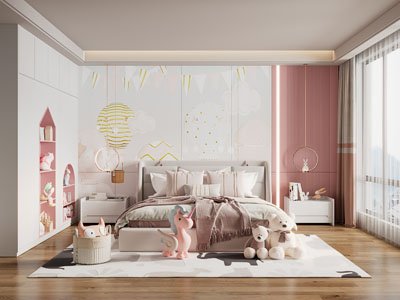 现代轻奢儿童房、公主房卧室