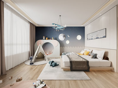 现代儿童房、卧室