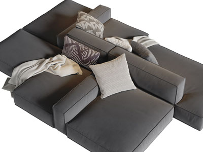 现代块状布艺多人沙发3d模型 现代块状布艺多人沙发