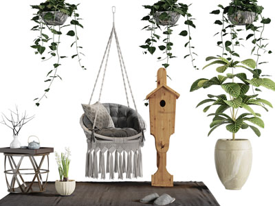 现代吊椅、边几