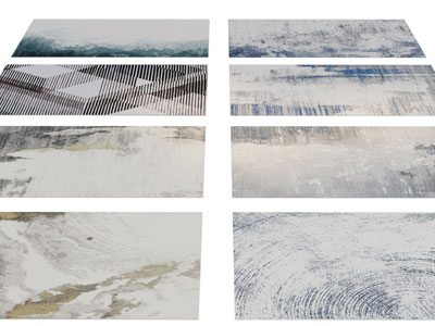 新中式长方形地毯3d模型 新中式长方形地毯