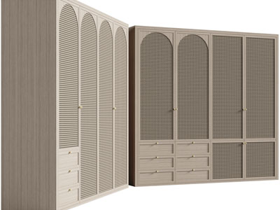 侘寂风实木衣柜3d模型 侘寂风实木衣柜