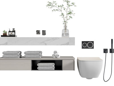 新中式大理石悬挂式洗手台、马桶