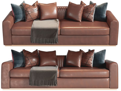 现代皮质双人沙发3d模型 现代皮质双人沙发