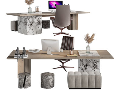 现代实木书桌椅组合