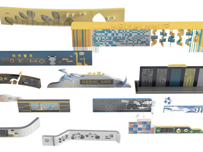 现代儿童游乐场指示牌、路标