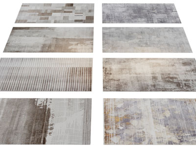 新中式长方形地毯3d模型 新中式长方形地毯