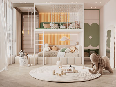 现代儿童房、卧室