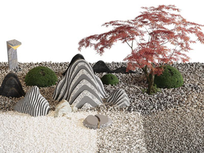 新中式假山、枫树景观园艺小品