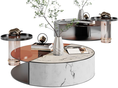 新中式圆形茶几边几