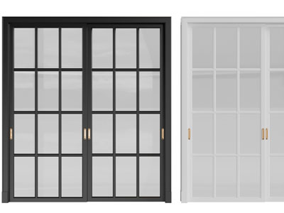 美式实木边框装饰的玻璃推拉门