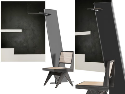 侘寂风休闲椅子、落地灯