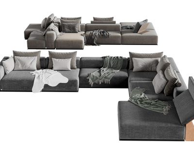 现代布艺转角多人沙发3d模型 现代布艺转角多人沙发