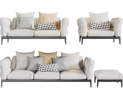 现代布艺多人、双人和单人沙发
