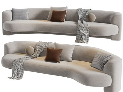 侘寂风弧形布艺多人沙发3d模型 侘寂风弧形布艺多人沙发