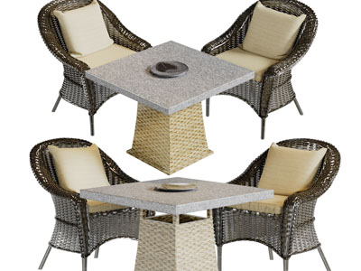 新中式户外藤编餐桌休闲椅子