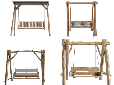 现代庭院户外实木秋千椅、吊椅