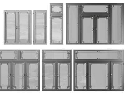 新中式办公玻璃双扇、单扇平开门